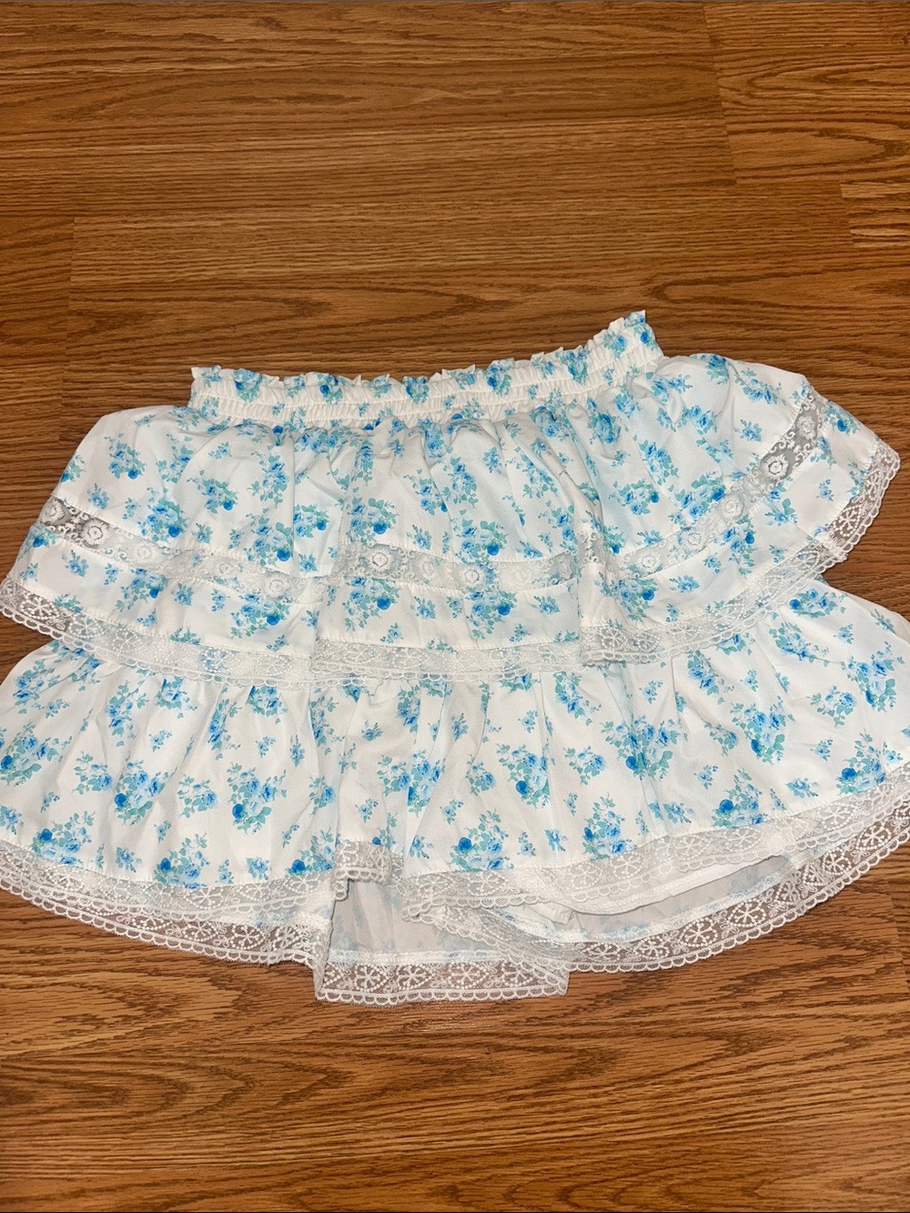 Altar’D State Blue and White Floral Skort